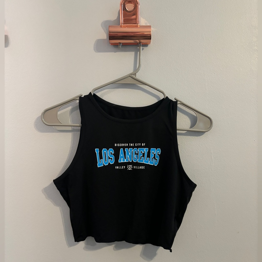 Black cropped athletic City of Los Angeles baby tee